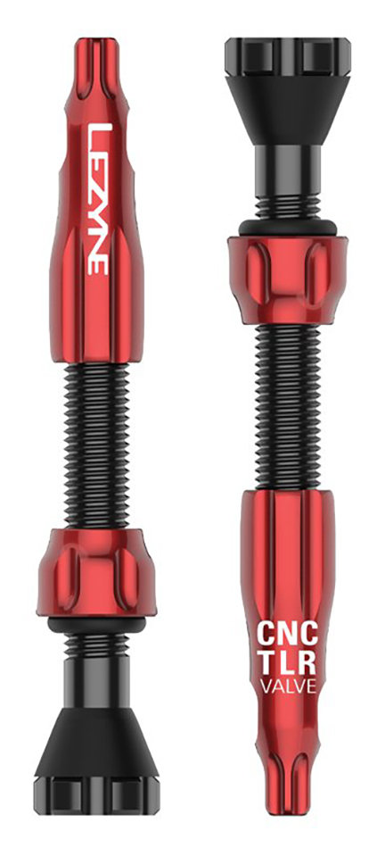 Комплект ниппелей Lezyne CNC TLR Valves 44mm (2 pcs) черно-красный 4710582 542411