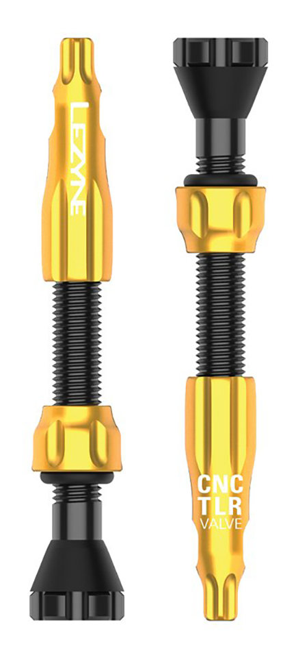 Комплект ниппелей Lezyne CNC TLR Valves 44mm (2 pcs) черно-золотистый 4710582 543364