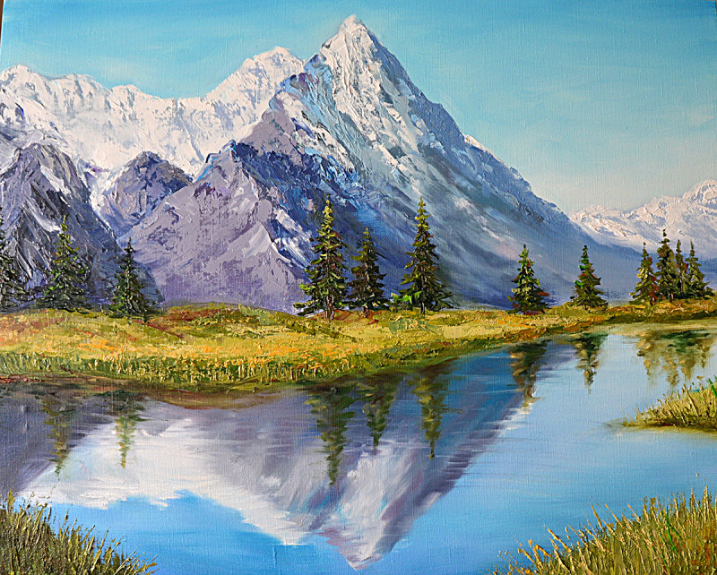 Картина "Озеро в горах. Альпы" масло холст VV 22755 - отзывы, видео,  инструкция. 2015 год Сувениры, брелоки, подарки для : Велосипедный магазин  VeloOnline