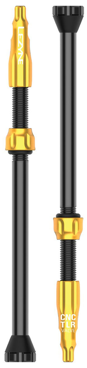 Комплект ниппелей Lezyne CNC TLR Valves 80mm (2 pcs) черно-золотистый 4710582 543388