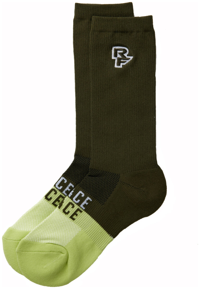 Носки велосипедные RaceFace Far Out Coolmax Socks (Black/Green) RFHAFAROUGRE08, RFHAFAROUGRE07
