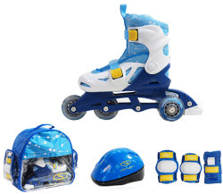 Роликовые коньки + защита SMJ Sport ZESTAW COMBO 4 колеса blue