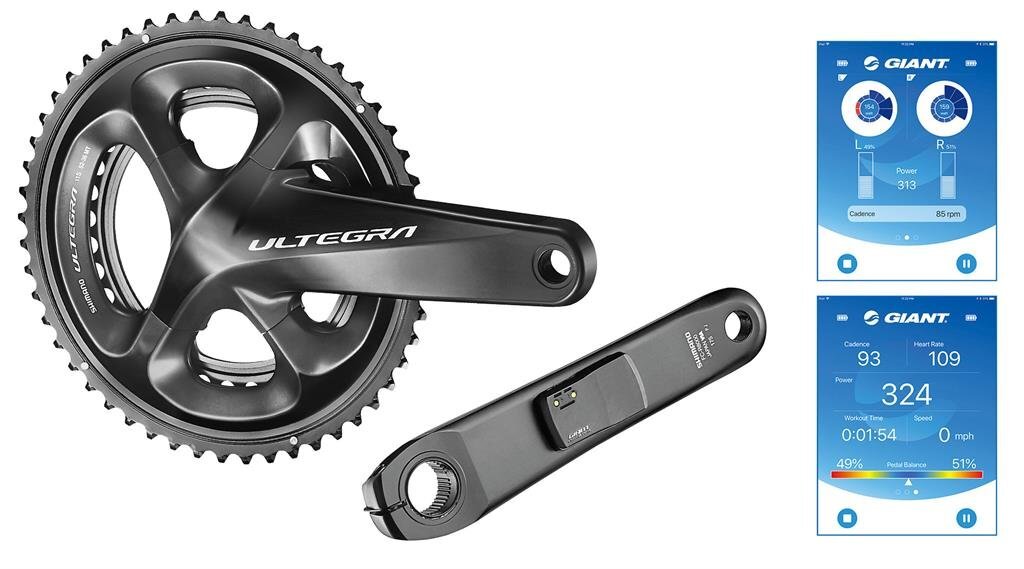 Шатуны с паверметром Giant Power Pro Ultegra R8000 53-39T черные